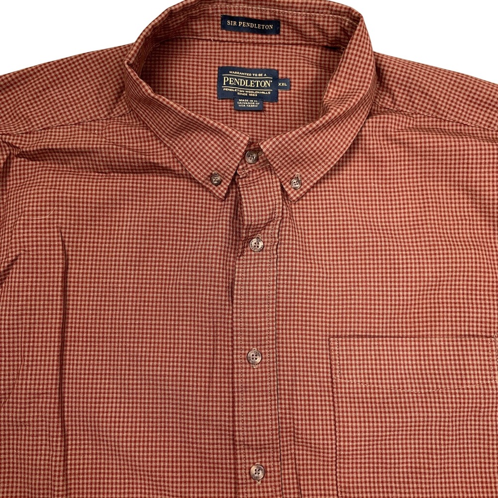 Pendleton Sir Pendleton Shirt Mens XXL Rust Tan Micro Check Button Down Wool